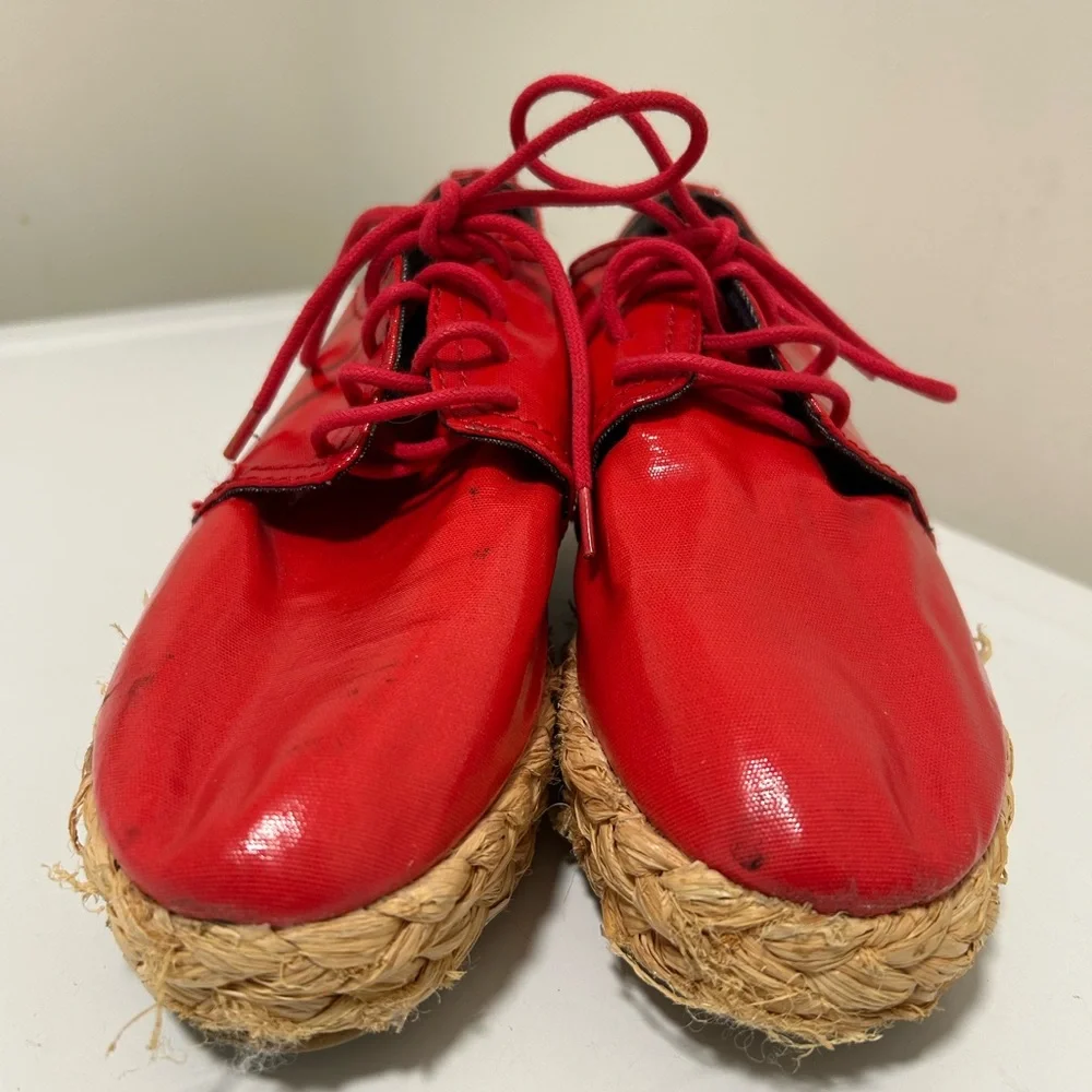Calvin Klein Keri Espadrille Platform Shoe Red Size 7.5